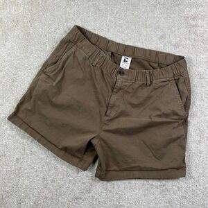 Bearbottom Mens XL Chino Shorts Brown Stretch 5.5 Inch Inseam Elastic Waist